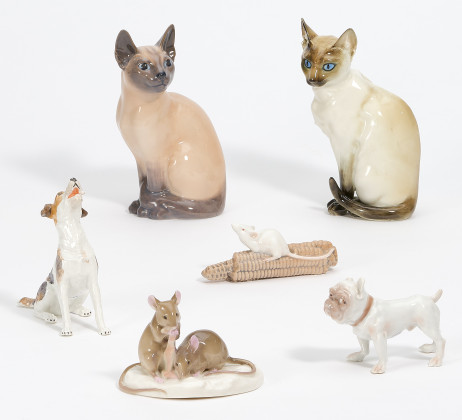 Konvolut Schale, zwei Kummen, zwei Balustervasen, ein Teller und ein Koppchen mit Untertasse